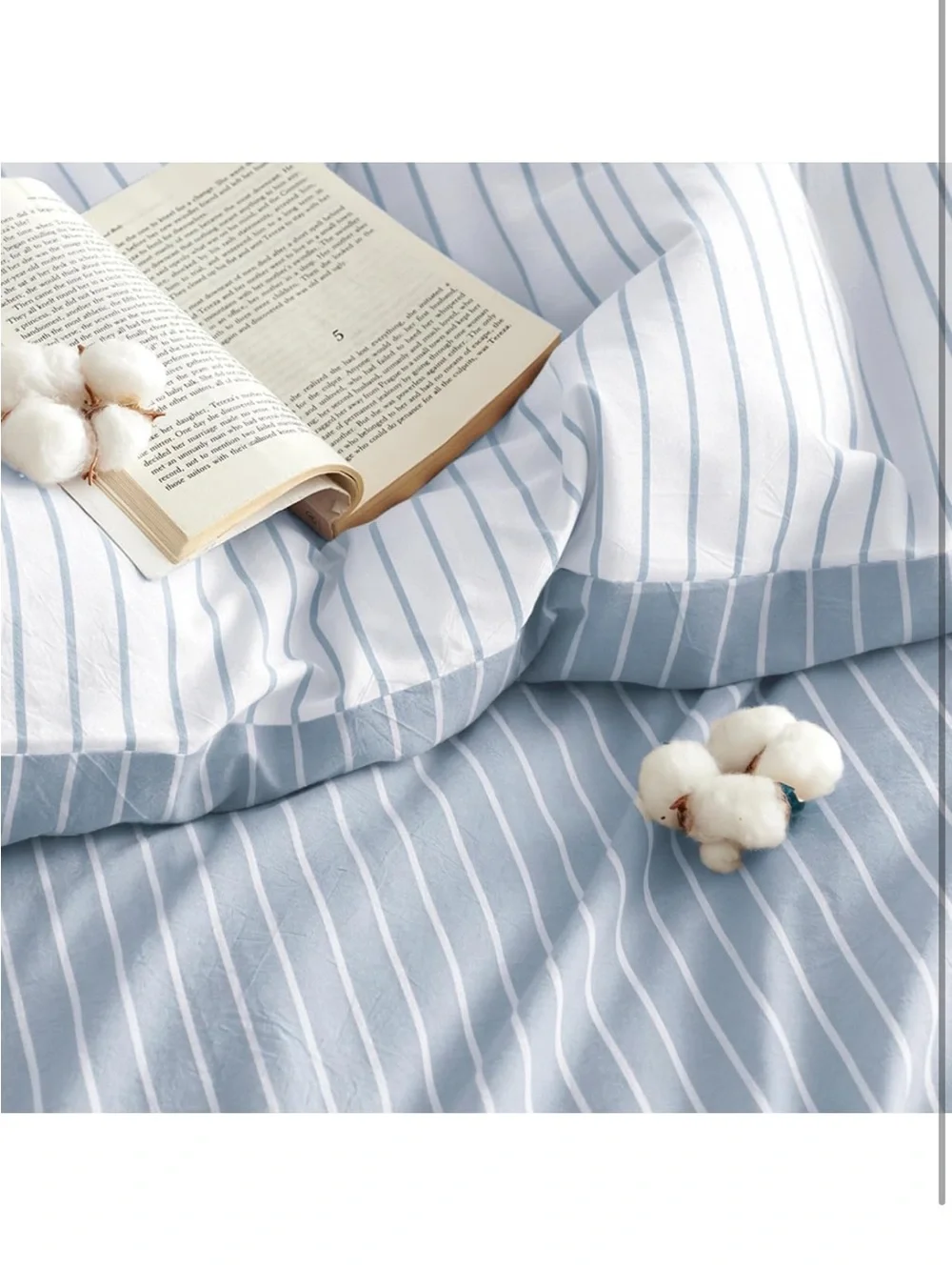 NEW Duvet Cover for 100% Cotton Bedding Set 3 Pieces Blue/White Stripe